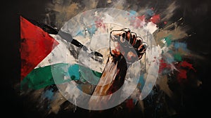 Resistance hand with flag of Palestine ai generated