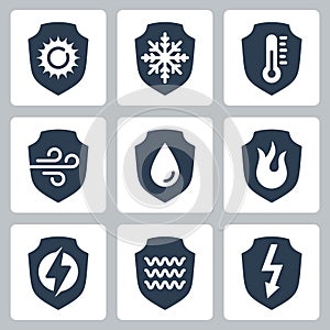 Resistance, Protection from External Influence and Guarding Related Vector Icons in Glyph Style 2