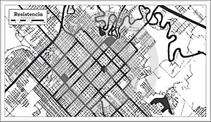 Resistencia Argentina City Map in Black and White Color in Retro Style Isolated on White photo