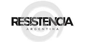 Resistencia in the Argentina emblem. The design features a geometric style, vector illustration with bold typography in a modern photo