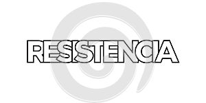 Resistencia in the Argentina emblem. The design features a geometric style, vector illustration with bold typography in a modern photo