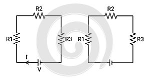 Resistor circuit symbol. Series circuit connection