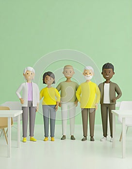 Reskill concept: Diverse age learners in creative tech lab, reskill theme