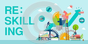 Reskilling ( upskilling ) banner illustration