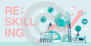 Reskilling ( upskilling ) banner illustration