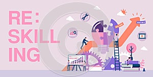 Reskilling ( upskilling ) banner illustration