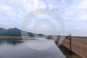 A resoervoir with the mountain background at Dam Khun Dan Pra Kan Cho, Nakhonnayok, Thailand