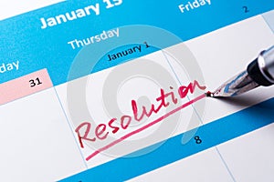 Resolution word on calendar