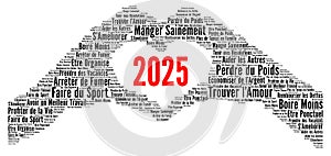 Resolutions 2025 word cloud concept in French language photo