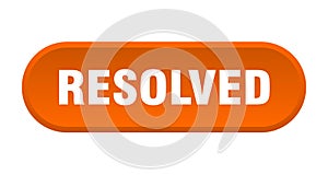 resolved button. rounded sign on white background