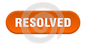 resolved button. rounded sign on white background photo