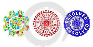 Resolved Distress Seals and Gear Rotation Mosaic of Christmas Symbols