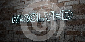 RESOLVED - Glowing Neon Sign on stonework wall - 3D rendered royalty free stock illustration