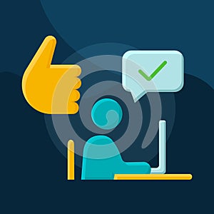 Resolved issue flat concept vector icon