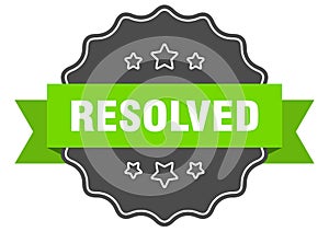 resolved label. resolved isolated seal. sticker. sign