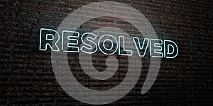 RESOLVED -Realistic Neon Sign on Brick Wall background - 3D rendered royalty free stock image