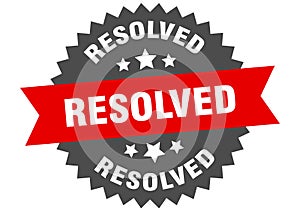 resolved sign. resolved round isolated ribbon label.