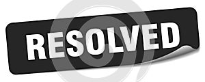 resolved sticker. resolved label