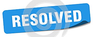 resolved sticker. resolved label