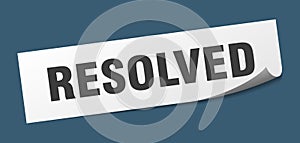 resolved sticker. resolved square isolated sign.