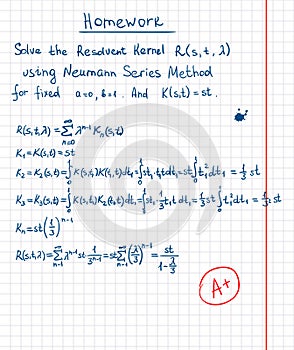 Resolvent kernel using Neumann Series method hand photo