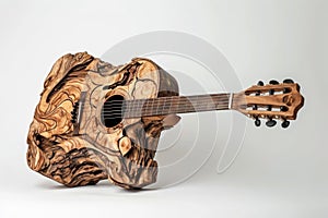 Resonant Acoustic wooden guitar. Generate Ai photo