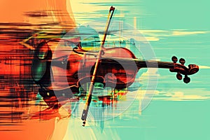 Resonant Violin music art. Generate Ai photo