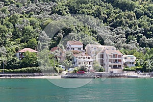 Resort on the bank of the Kotor Bay in Montenegro in summer