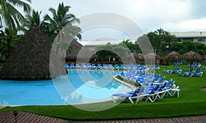 Resort in Costa Rica with poolside lounge chairs