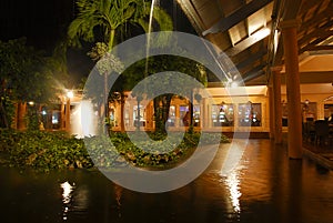 Resort garden at night photo