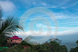 Resort in the hills and blue sky with cloud