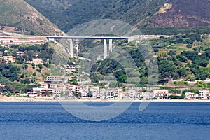 Resort Homes Under Highway Bridge on Italian Coast