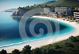 Resort located on a flat beach 50 meters from the sea. The terrain is flat, construction of 2-5-storey