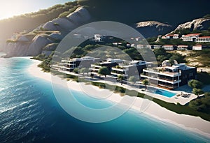 Resort located on a flat beach 50 meters from the sea. The terrain is flat, construction of 2-5-storey