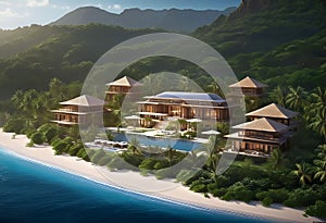 Resort located on a flat beach 50 meters from the sea. The terrain is flat, construction of 2-5-storey