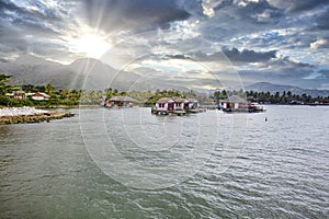 Resort Lodging On The Water At Sunrise