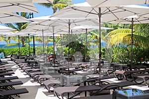 Resort Lounge Area with Umbrellas