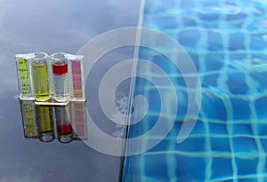 Resort Private pool has weekly check maintenance test, Ph chlorine and bromide levels