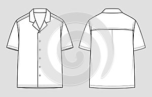 Resort shirt. Short sleeved men`s shirt. Relaxed Fit. Vector illustration