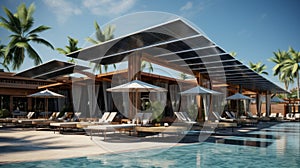 Resort sunroof made from solar panels. photo