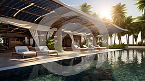 Resort sunroof made from solar panels. photo