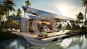 Resort sunroof made from solar panels. photo