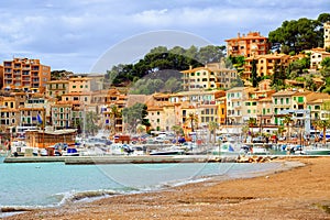 Resort town Port Soller, Mediterranean Sea, Mallorca, Spain photo