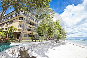 Resorts lining Dumaluan Beach in Panglao Island, Bohol, Philippines