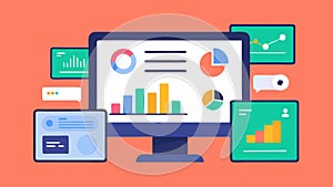 Resource Allocation A digital assistant monitoring resource usage on a dualscreen setup displaying graphs and charts