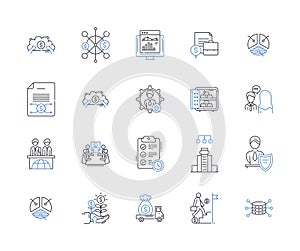 Resource allocation line icons collection. prioritization, optimization, distribution, allocation, assignment
