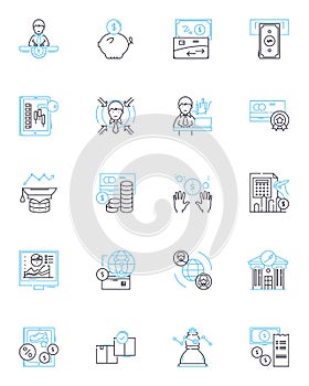 Resource allocation linear icons set. distribution, allocation, utilization, apportionment, assignment, prioritization