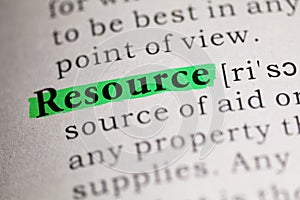Definition of the word Resource