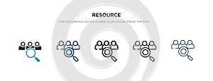 Resource icon in different style vector illustration. two colored and black resource vector icons designed in filled, outline,