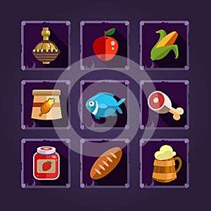 Resource Icons for Games. Food and Potions